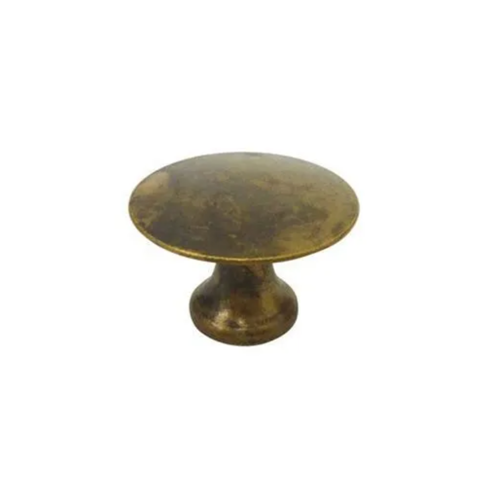 Worn Brass Round "Bari" Cabinet Knob