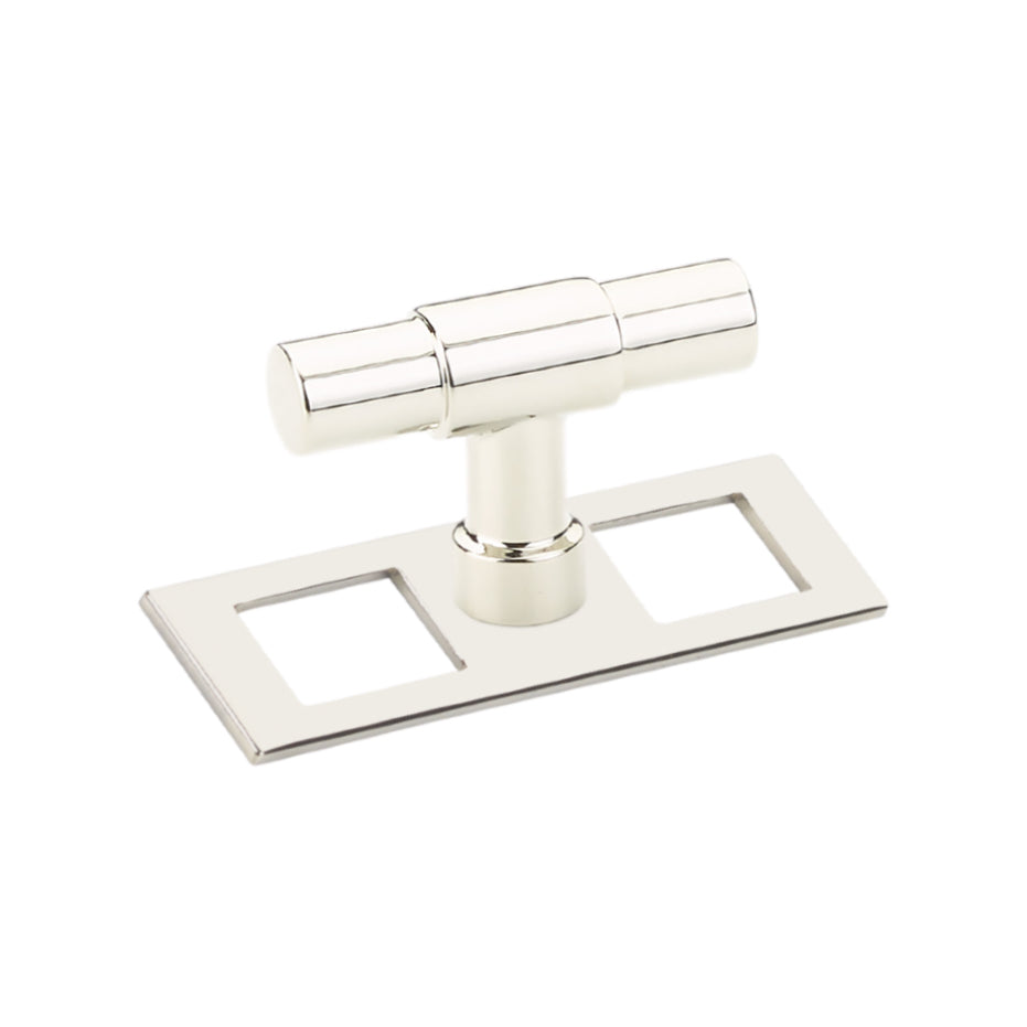 Polished Nickel Industrial Modern Pulls and Knob with Backplate