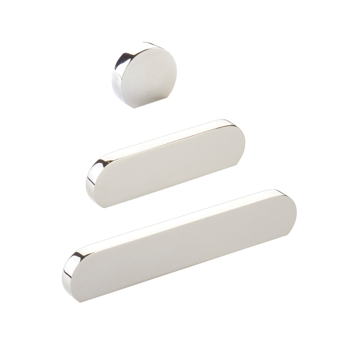 Polished Nickel "Bit" Rounded Drawer Pulls and Cabinet Knobs - Forge Hardware Studio