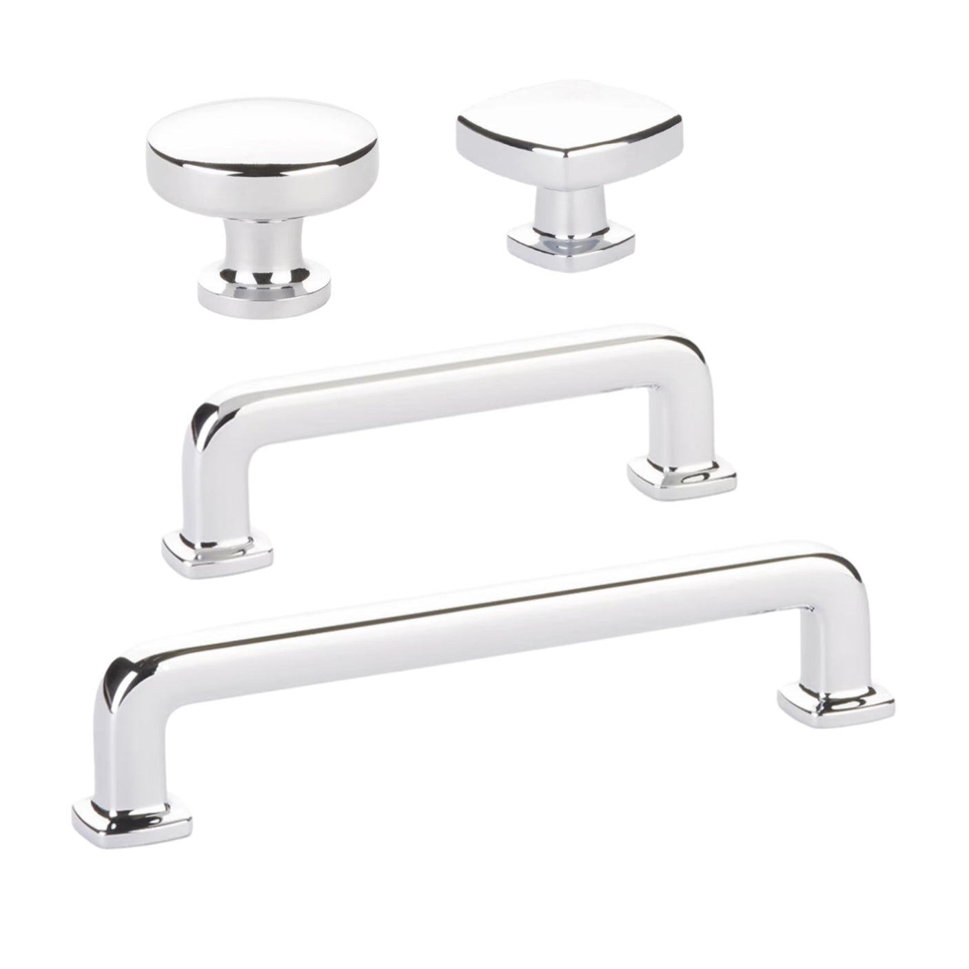Polished Chrome "Elegance" Drawer Pulls and Cabinet Knobs - Forge Hardware Studio