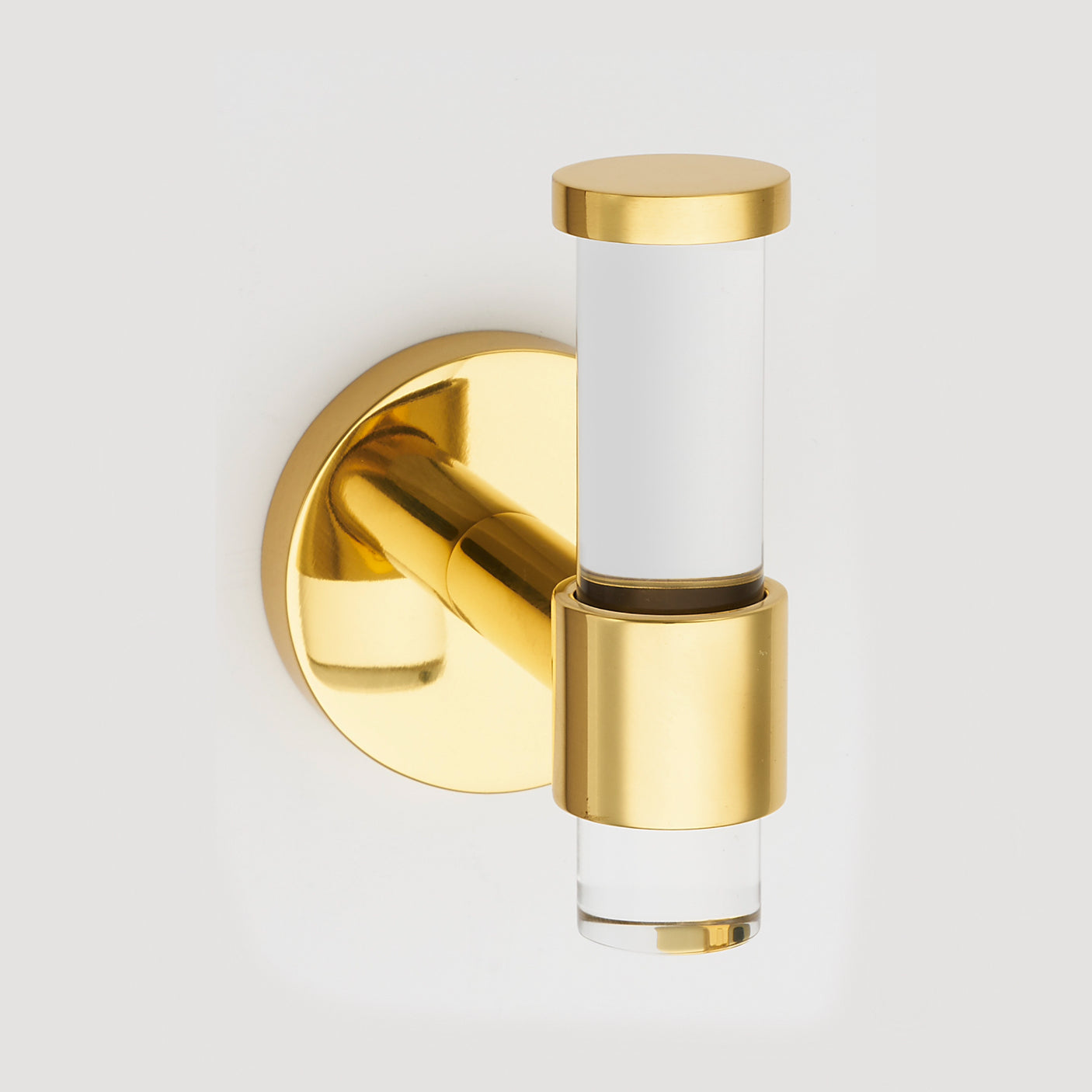 Polished Brass Lucite Wall T-Shape Hook - Forge Hardware Studio