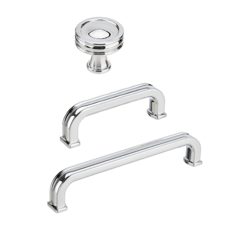 Polished Chrome "Belfour" Cabinet Knobs and Drawer Pulls