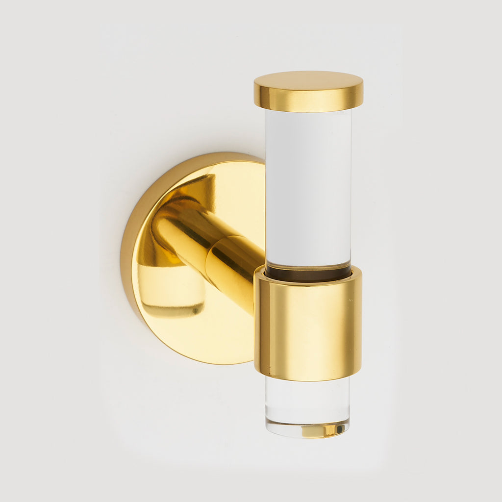 Unlacquered Polished Brass Lucite Wall T-Shape Hook - Forge Hardware Studio