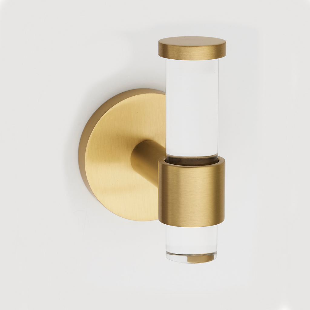 Satin Brass Lucite Wall T-Shape Hook - Forge Hardware Studio