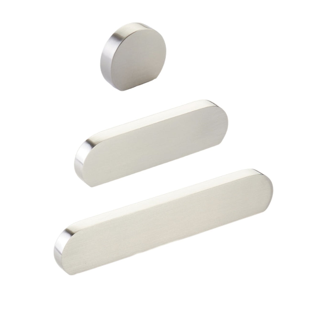 Brushed Nickel "Bit" Rounded Drawer Pulls and Cabinet Knobs - Forge Hardware Studio