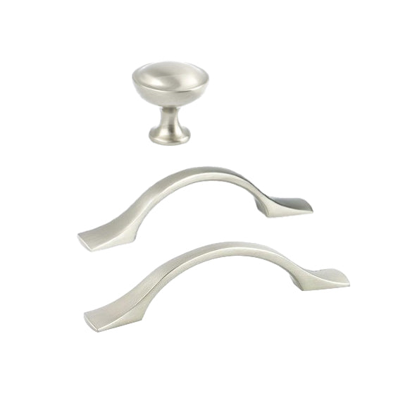 Brushed Nickel "Tina" Cabinet Knob and Drawer Pulls