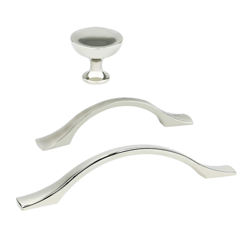 Polished Nickel "Tina" Cabinet Knob and Drawer Pulls