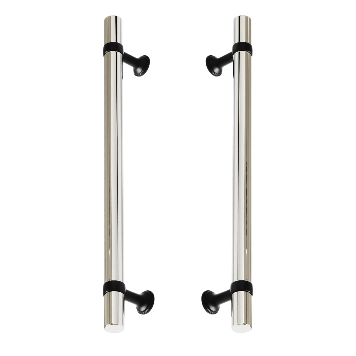 Matte Black and Polished Nickel Smooth "Contemporary" Glass Shower Door Handles