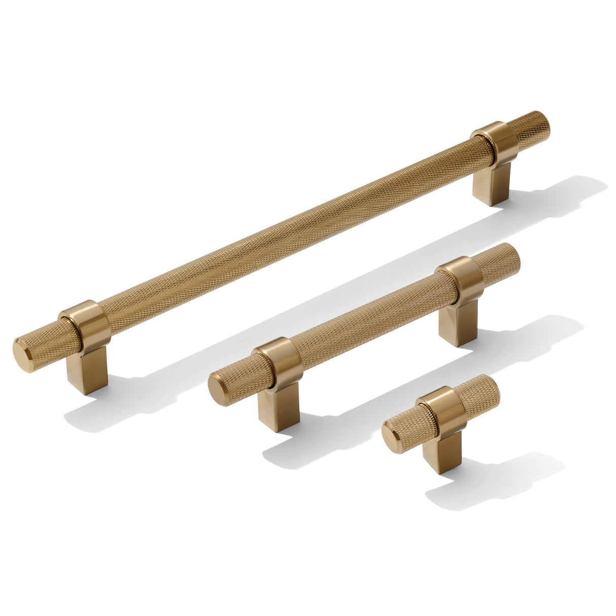 Knurled "Prelude" Champagne Bronze Cabinet Knobs and Drawer Pulls