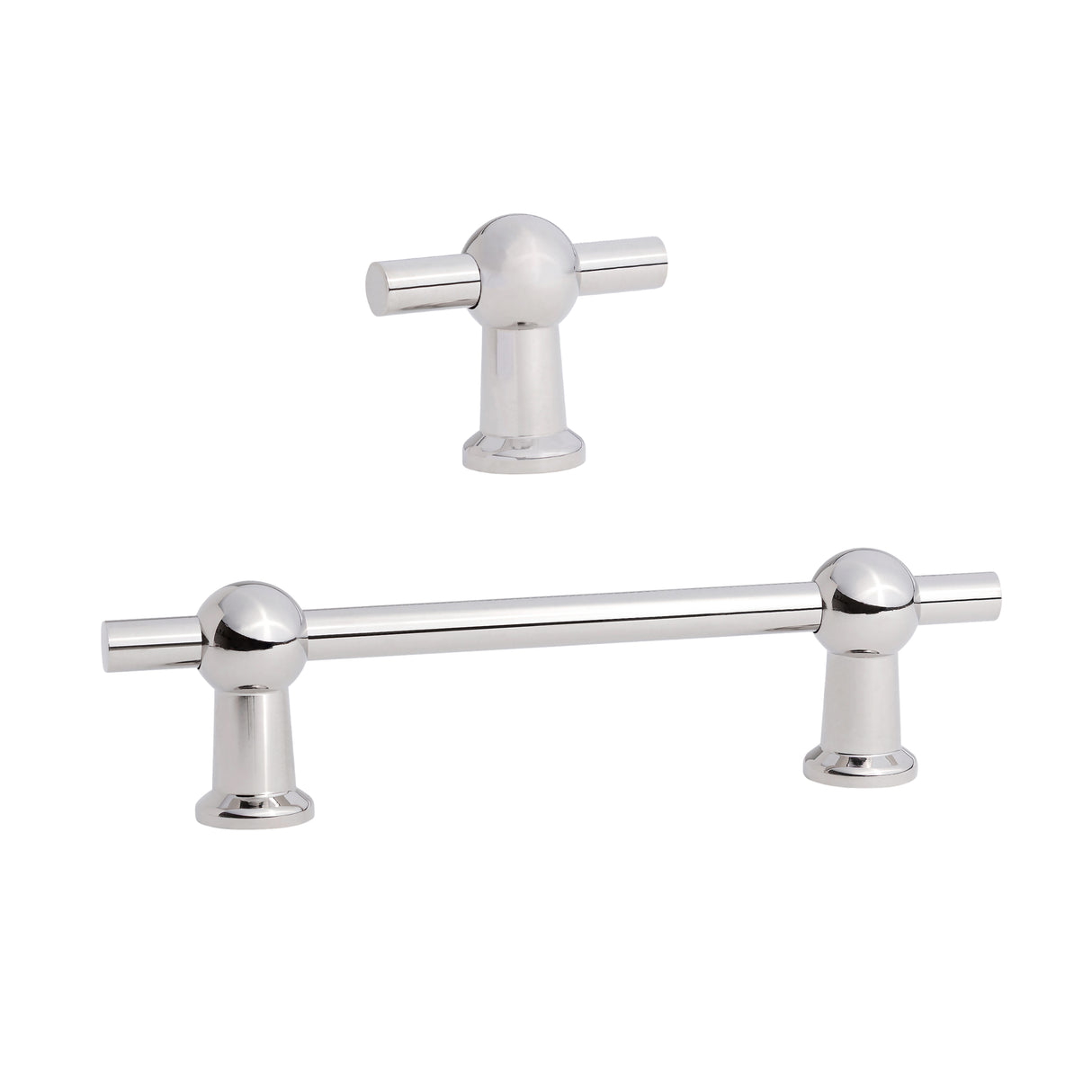 Polished Nickel "Elodie" T-Knob and Drawer Pull