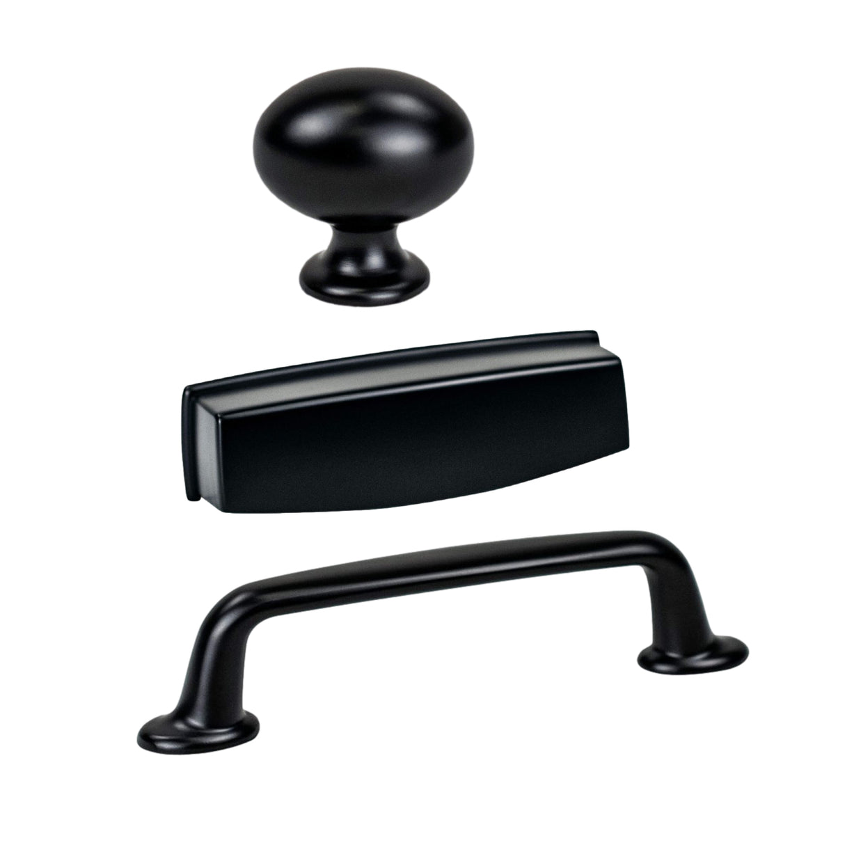 Matte Black "Bellamy" Cabinet Knob and Drawer Pulls