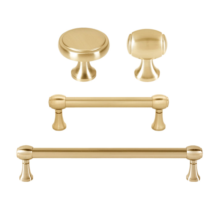 Satin Brass "Solace" Cabinet Knobs and Drawer Pulls