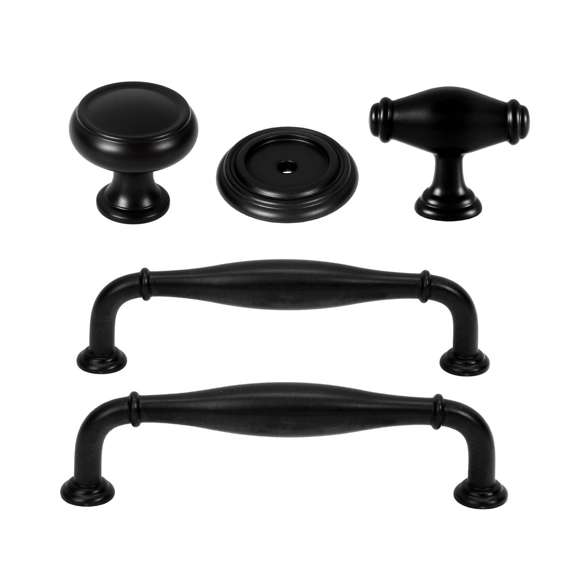 Transitional Matte Black "Perry" Cabinet Knobs and Drawer Pulls