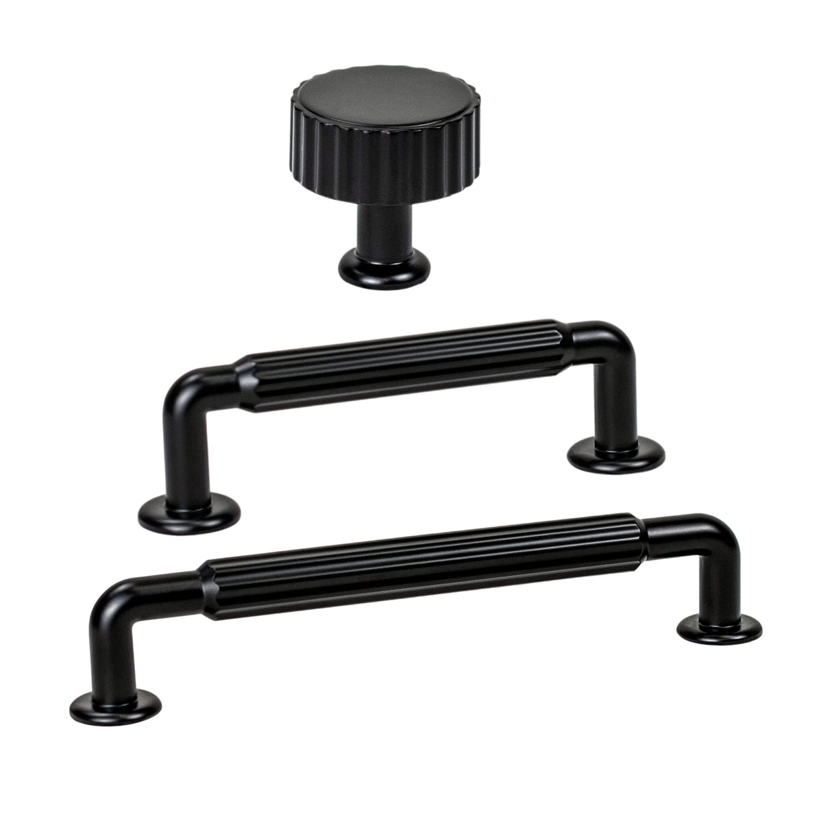 Matte Black "Canopy" Cabinet Knob and Drawer Pulls