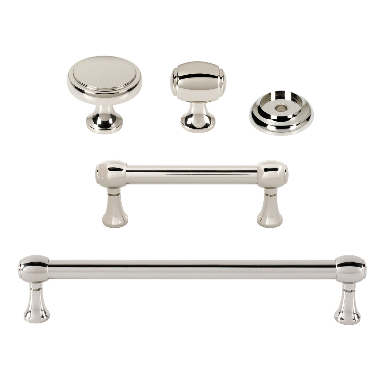 Polished Nickel "Solace" Cabinet Knobs and Drawer Pulls