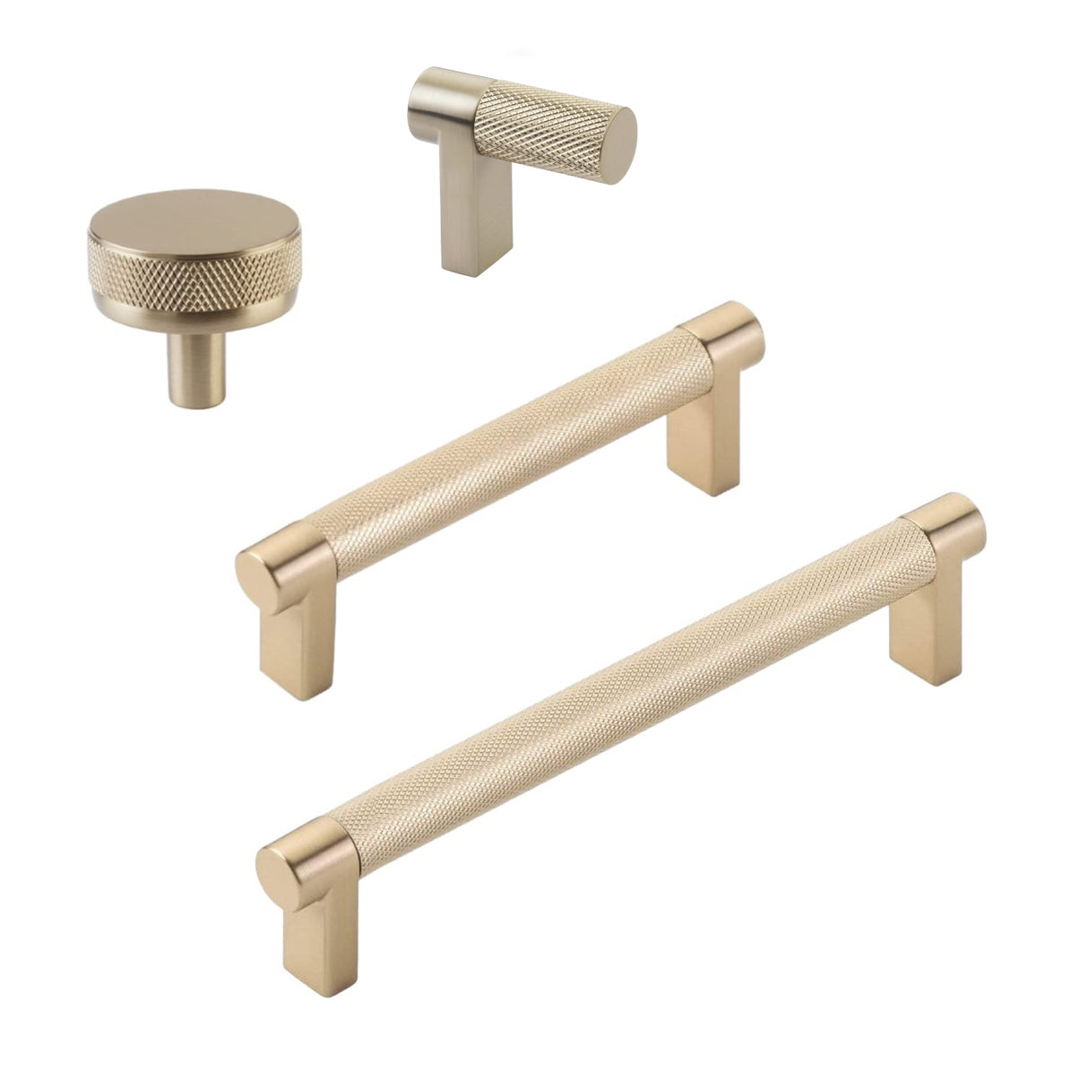 Knurled Champagne Bronze Cabinet Knobs and Drawer Pulls - Forge Hardware Studio