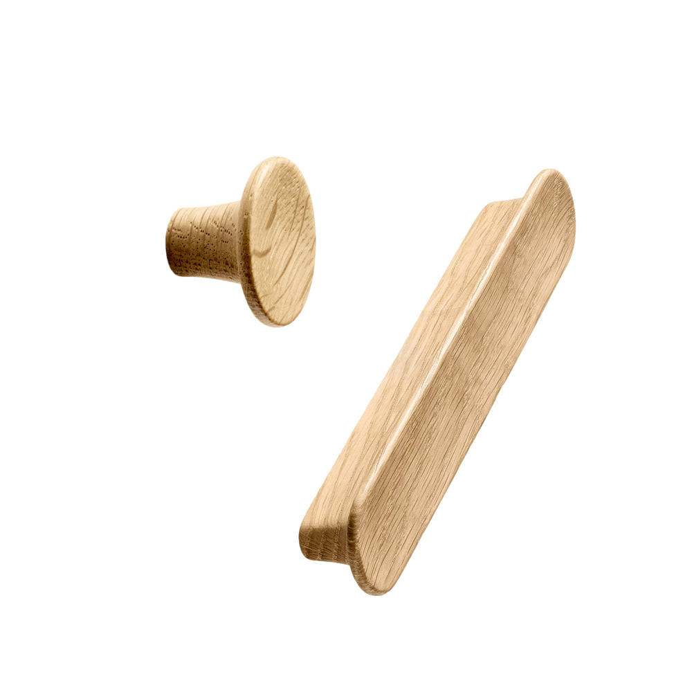 Lacquered Oak Wood "Tuba" Cabinet Knob and Drawer Pulls - Forge Hardware Studio