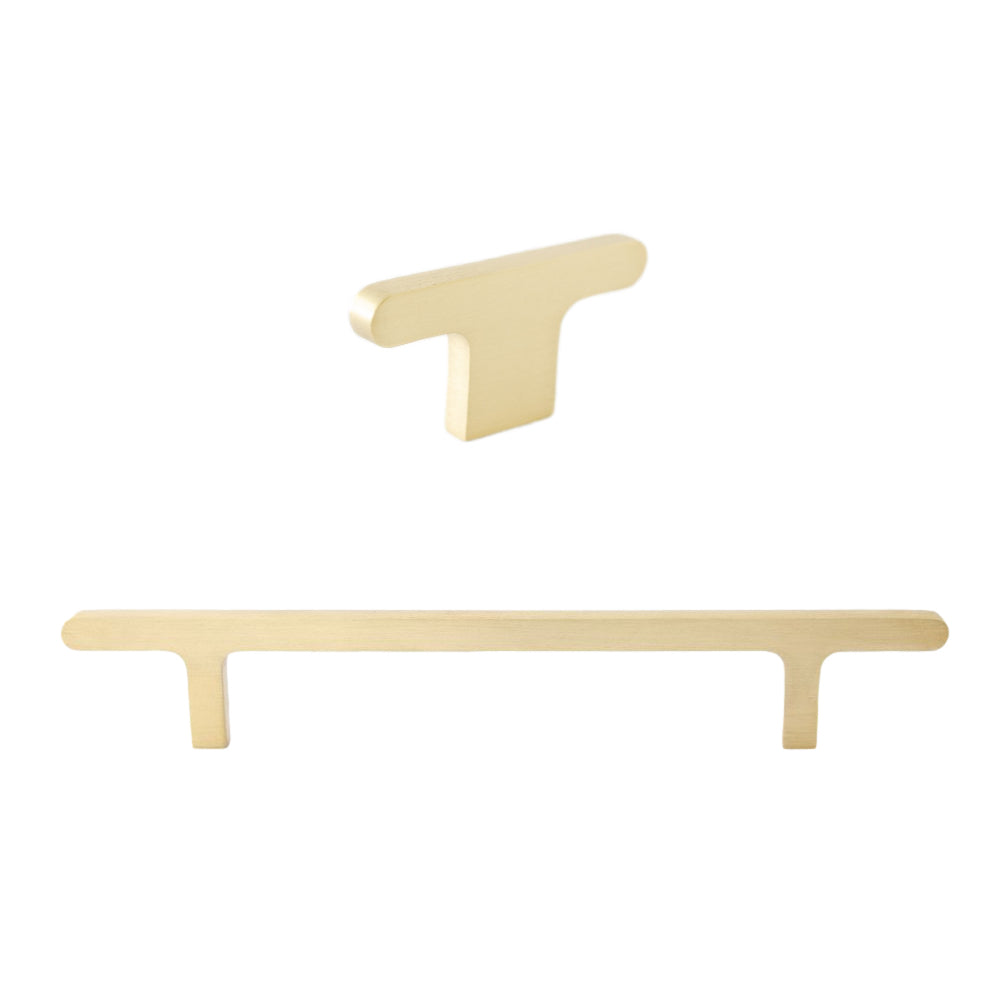 Unlacquered Brass "Level" Cabinet Knobs and Drawer Pulls - Forge Hardware Studio