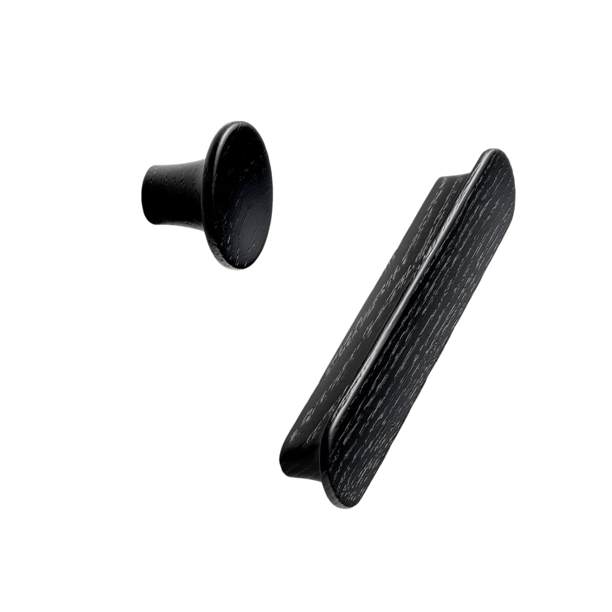 Lacquered Black Wood "Tuba" Cabinet Knob and Drawer Pulls - Forge Hardware Studio