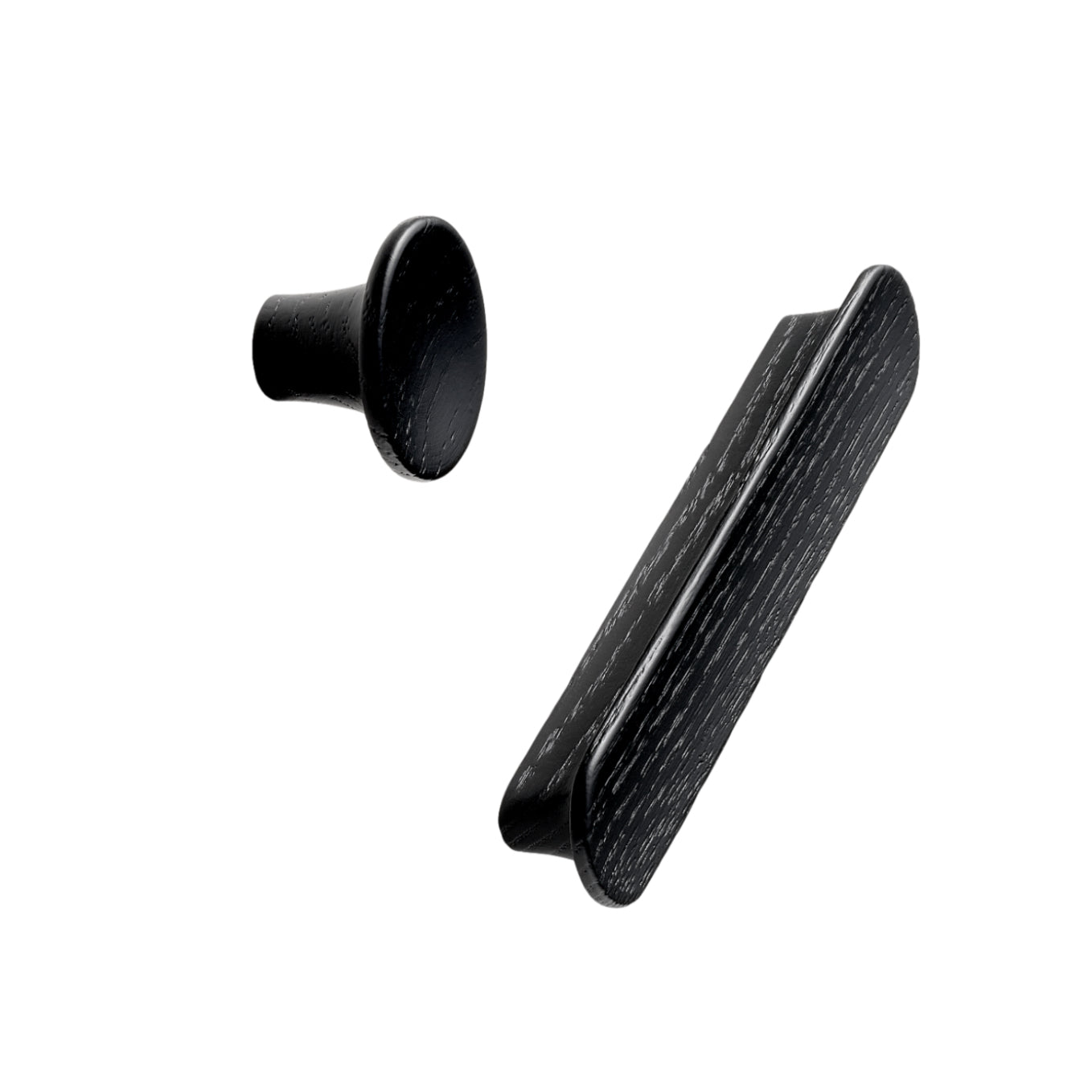 Lacquered Black Wood "Tuba" Cabinet Knob and Drawer Pulls - Forge Hardware Studio