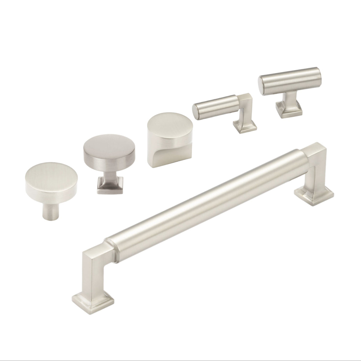 Satin Nickel "Neal" Cabinet Knobs and Pulls Cabinet Hardware - Forge Hardware Studio
