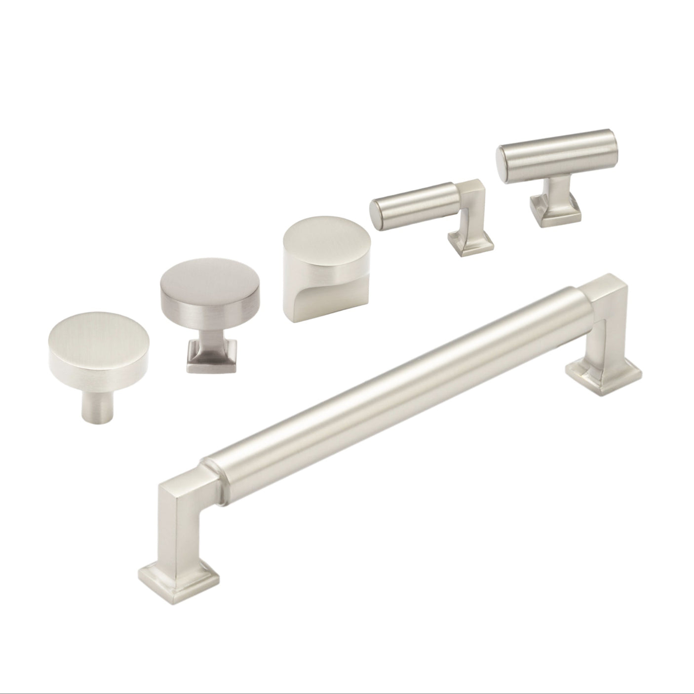 Satin Nickel "Neal" Cabinet Knobs and Pulls Cabinet Hardware - Forge Hardware Studio