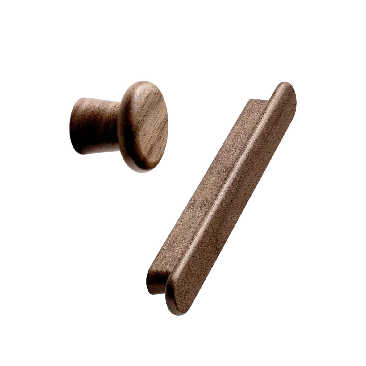 Walnut Lacquered Wood "Classis" Cabinet Knob and Drawer Pull - Euro • Knobs