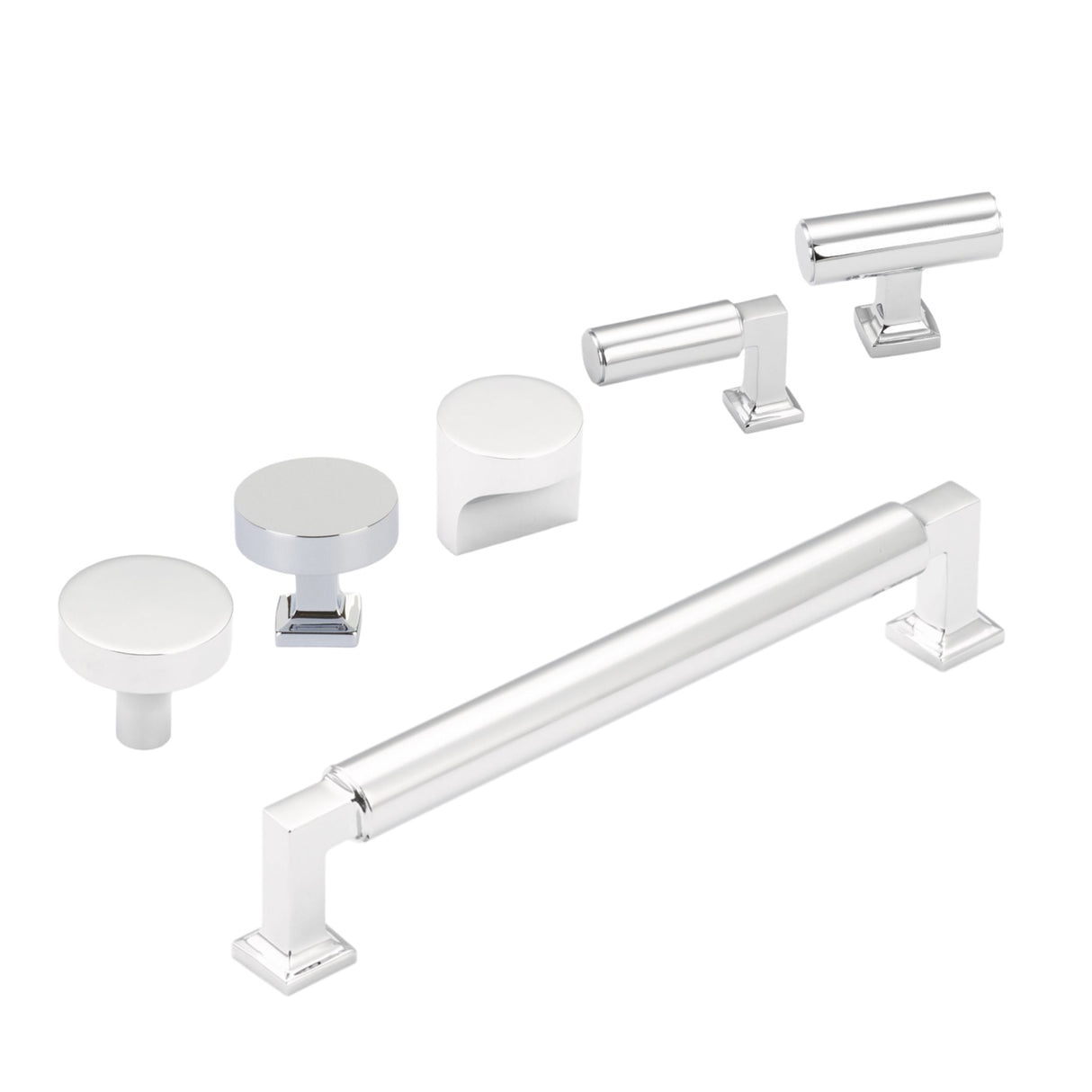 Polished Chrome "Neal" Cabinet Knobs and Pulls Cabinet Hardware - Forge Hardware Studio