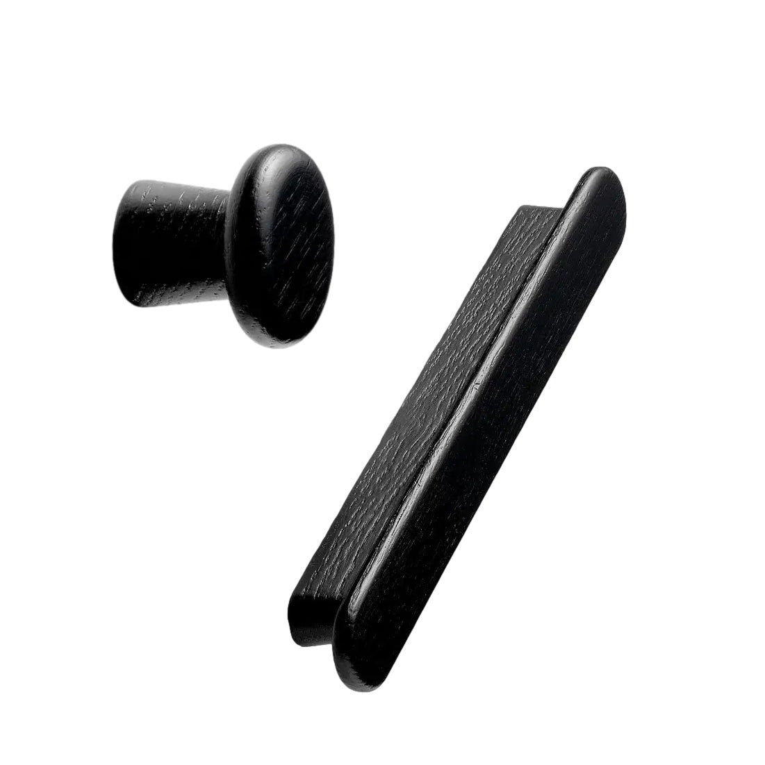 Black Stained Wood "Classis" Cabinet Knob and Drawer Pull - Euro • Knobs