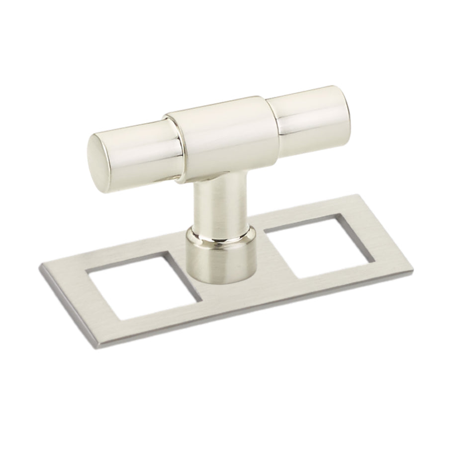 Satin Nickel Industrial Modern Pulls and Knob with Backplate