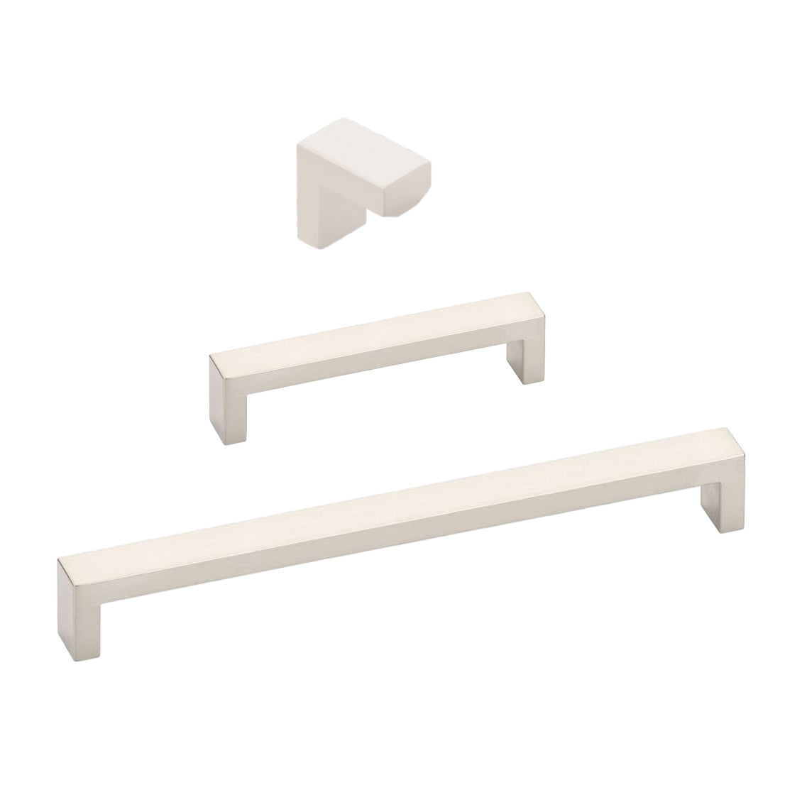 Modern Rectangular Keaton Cabinet Knobs and Drawer Pulls in Satin Nickel - Forge Hardware Studio