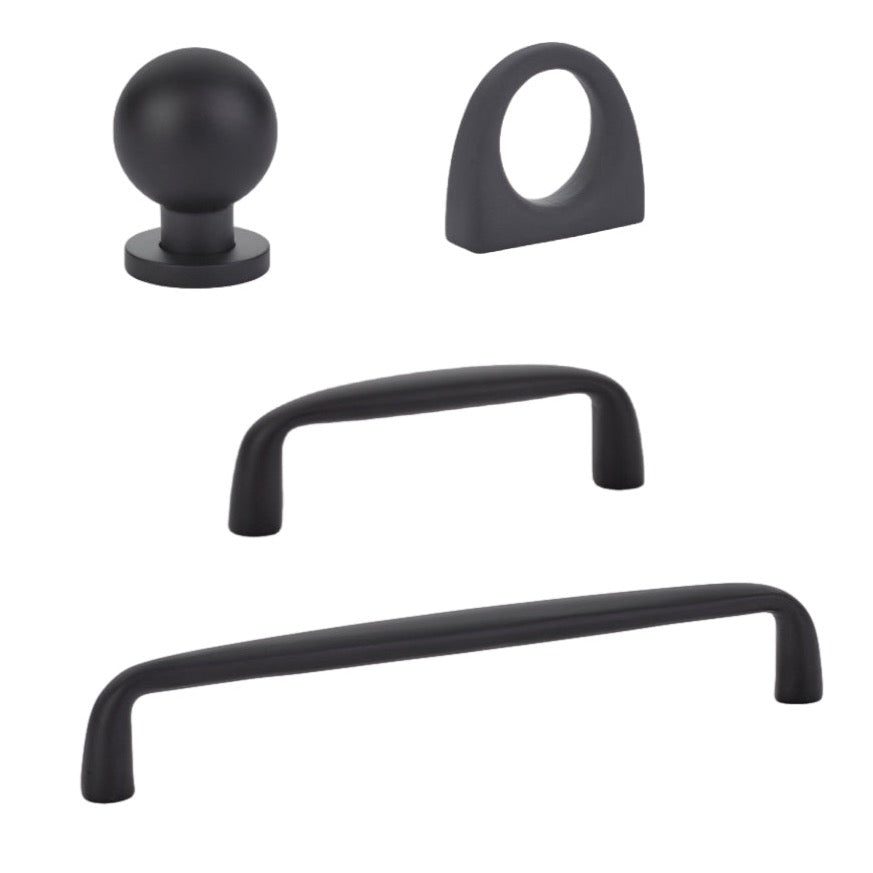 Omni Cabinet Knobs and Drawer Pulls in Matte Black - Forge Hardware Studio