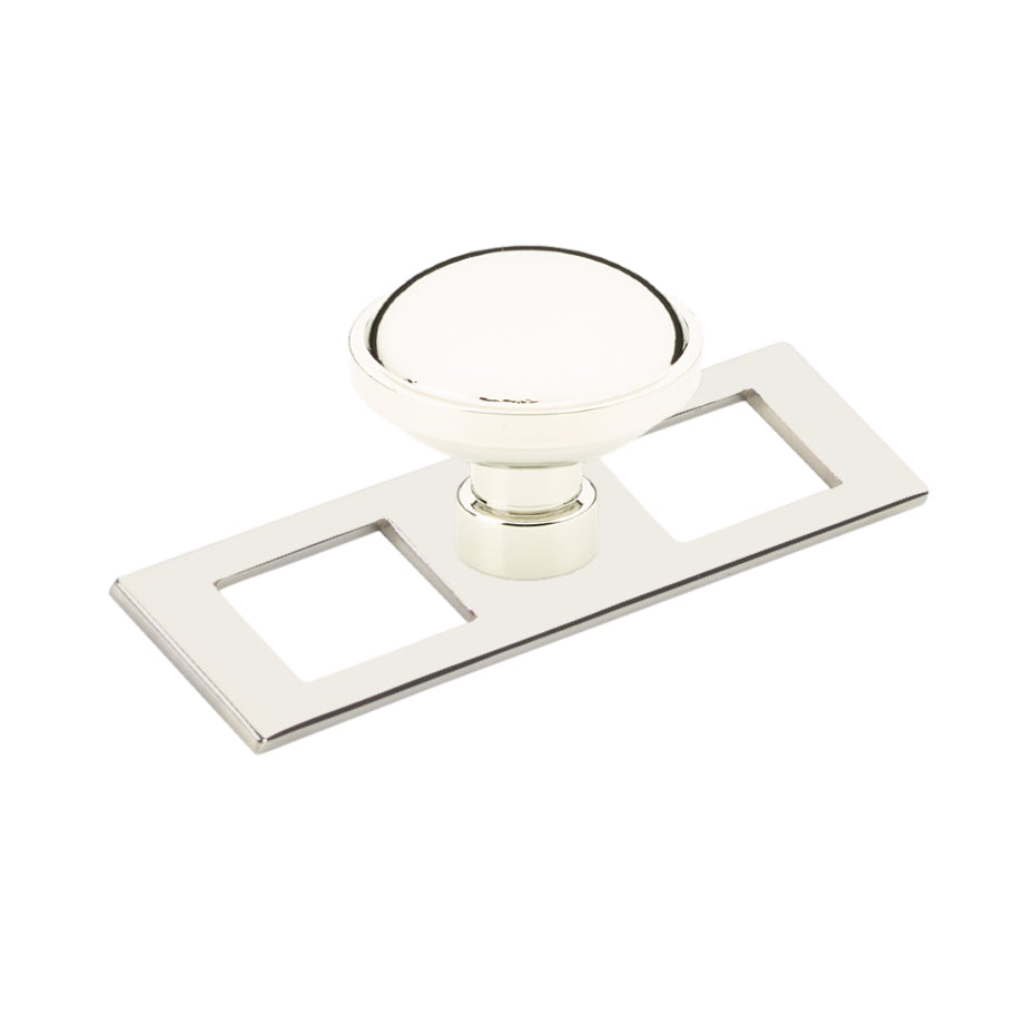 Polished Nickel Industrial Modern Pulls and Knob with Backplate