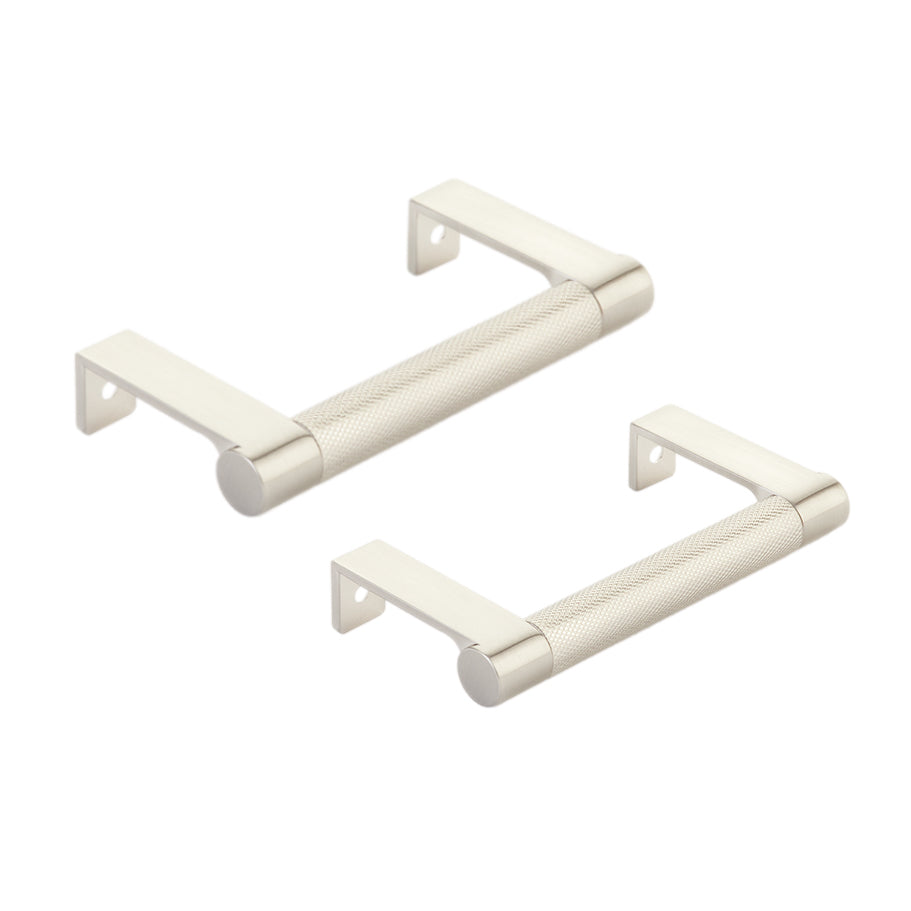 Satin Nickel "Converse" Knurled Edge Tab Drawer Pulls - Forge Hardware Studio