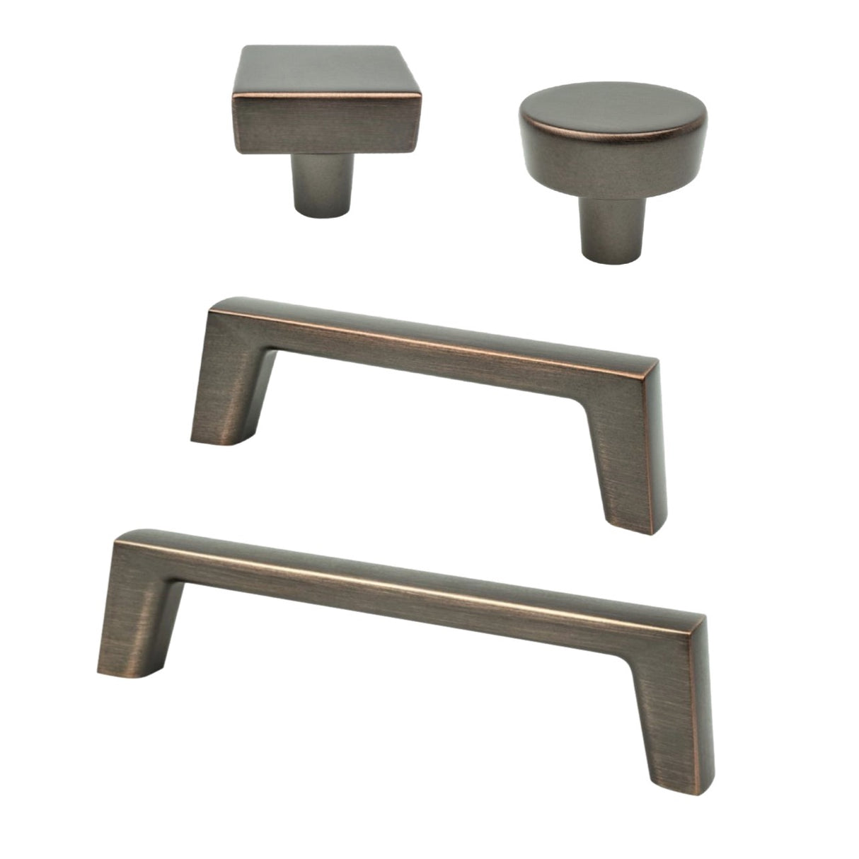 Dark Brushed Bronze "Brooks" Drawer Pulls and Cabinet Knobs - Cabinet Hardware - Forge Hardware Studio
