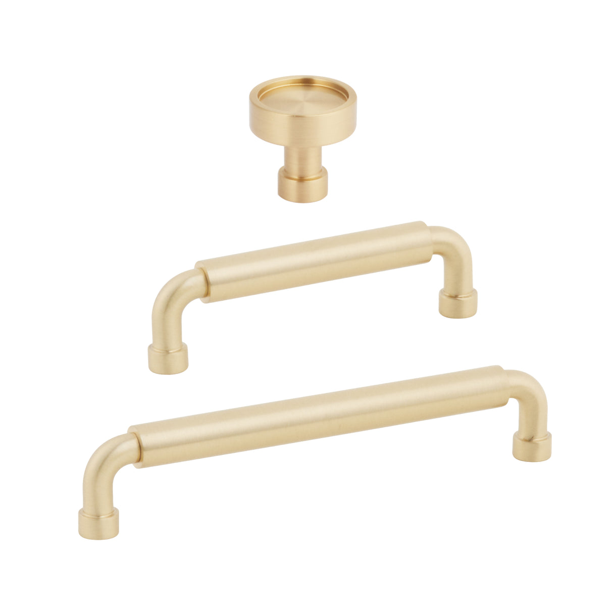 Satin Brass "Nolan" Cabinet Knobs and Pulls Cabinet Hardware - Forge Hardware Studio