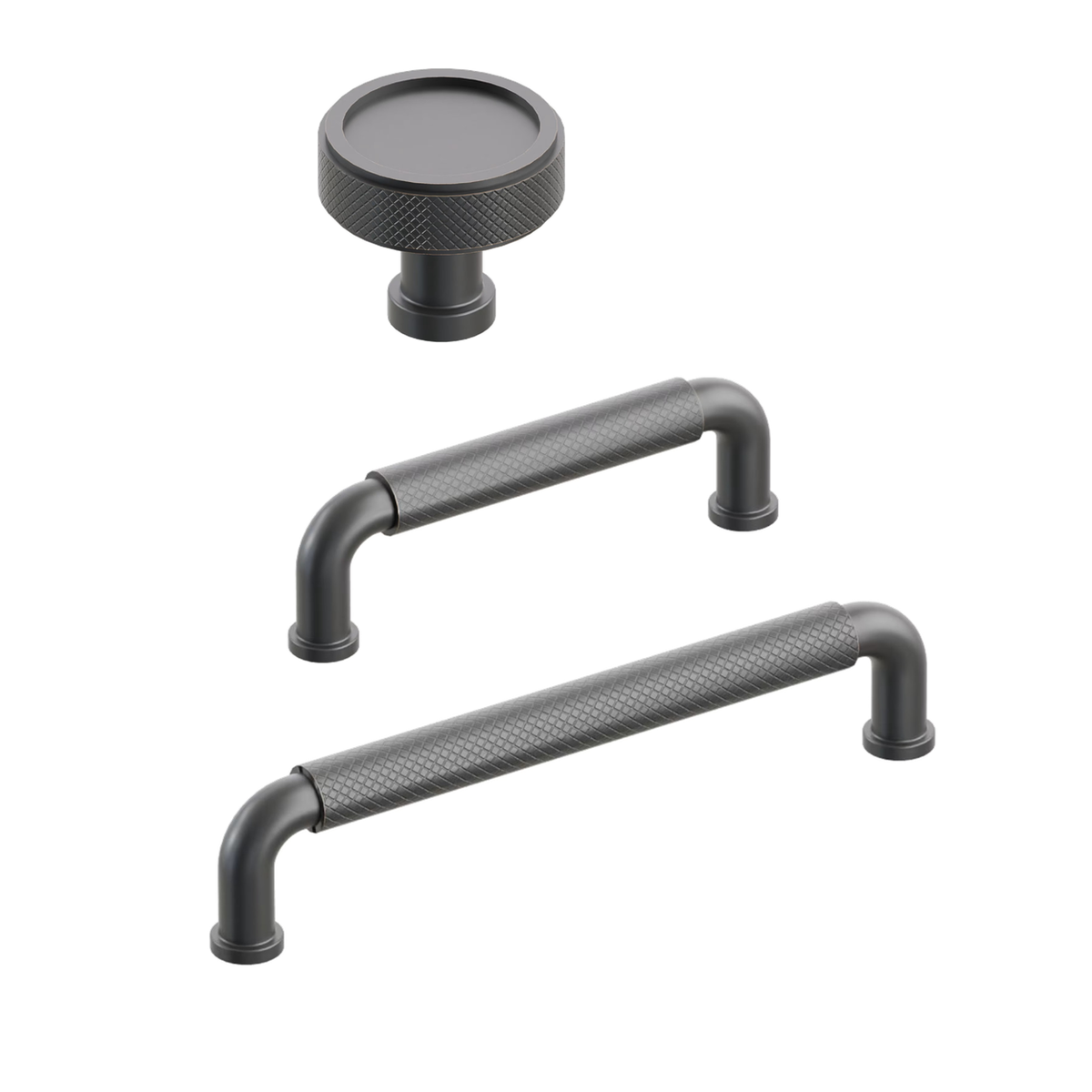 Oil Rubbed Bronze "ES Knurled" Round Knobs and Drawer Pulls