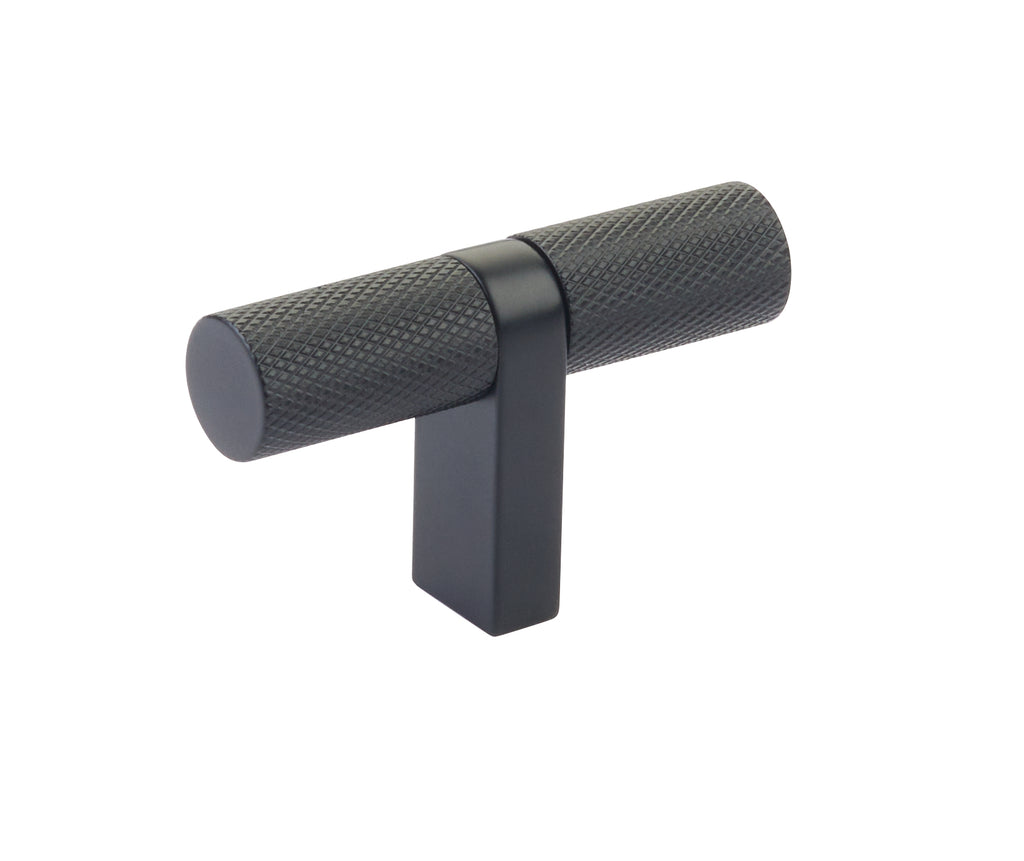 Knurled Select T-Bar Matte Black Cabinet Knobs and Drawer Pulls - Forge Hardware Studio