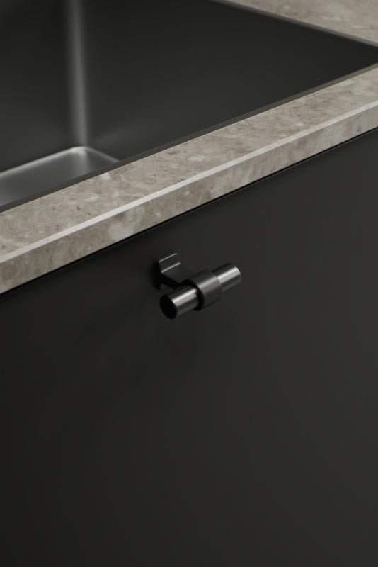 Black and Gun Metal "Bond" T-Bar Dual Finish Knob and Pulls - Euro • Knobs