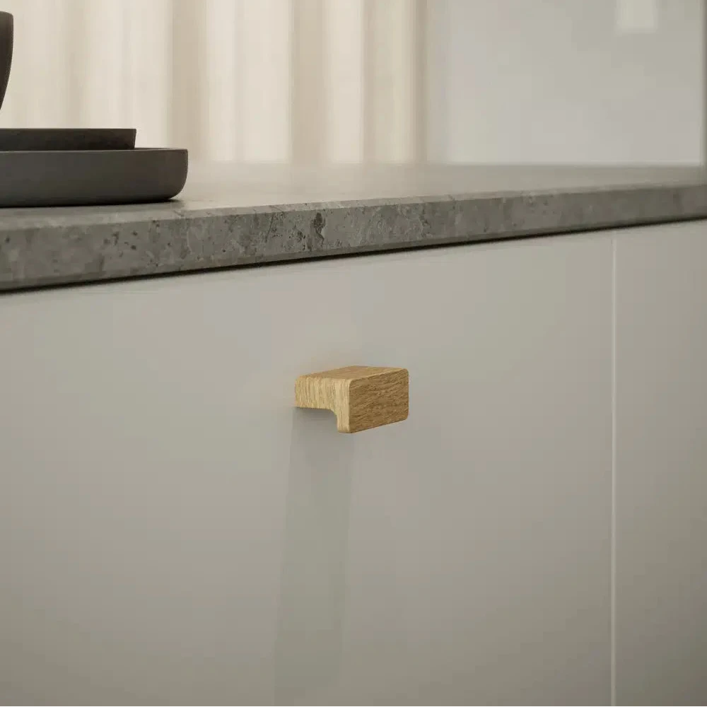 Lacquered Oak Wood "Elan" Knob and Drawer Pulls