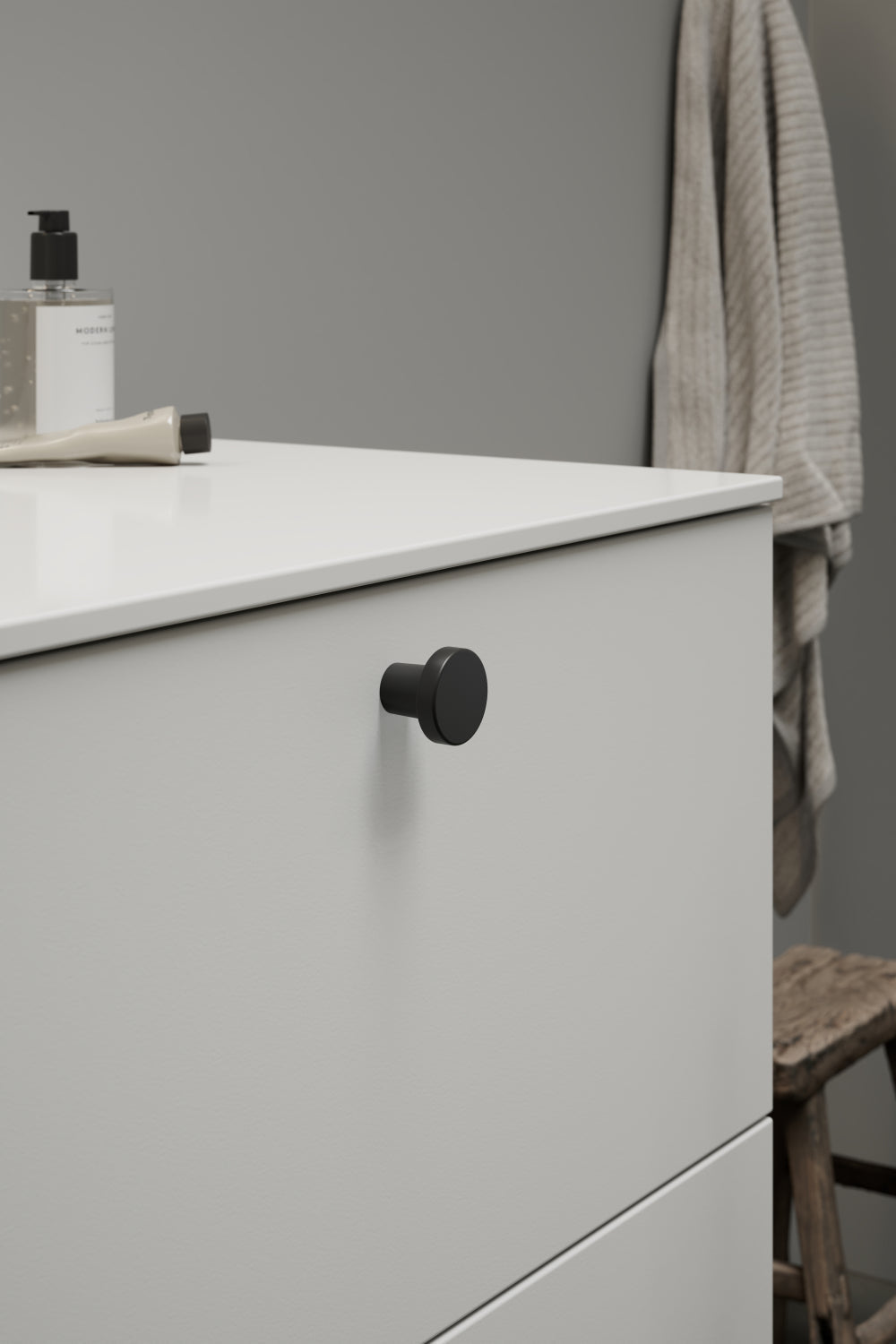 Matte Black "Lounge" Cabinet Knob and Wire Drawer Pulls - Euro • Knobs