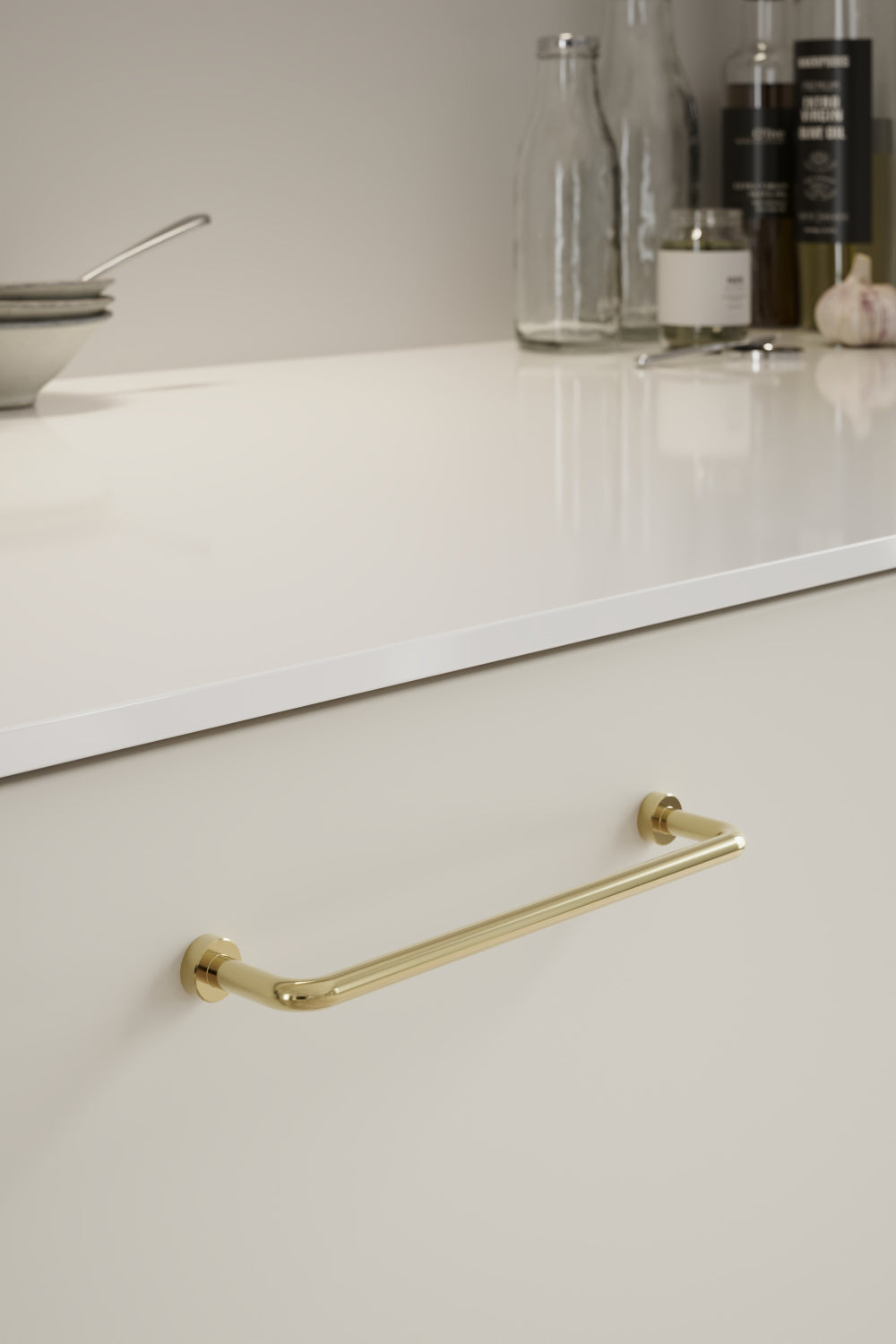 Polished Brass "Lounge" Cabinet Knob and Wire Drawer Pulls - Euro • Knobs