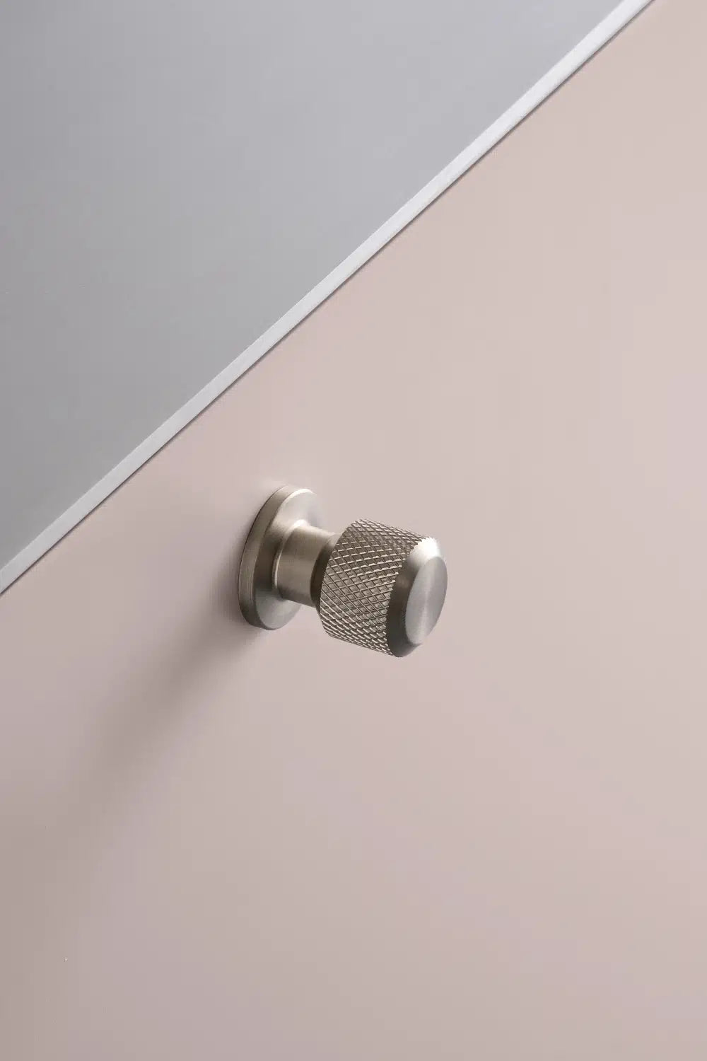 Knurled Backplate Brushed Stainless "Manor" Knobs and Drawer Pulls