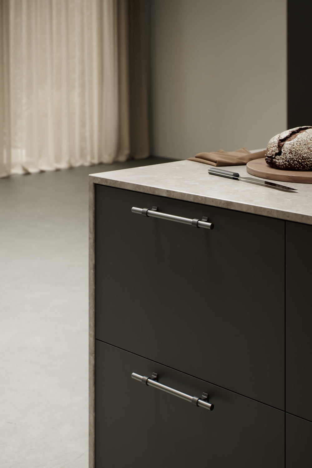 Black and Gun Metal "Bond" T-Bar Dual Finish Knob and Pulls - Euro • Knobs