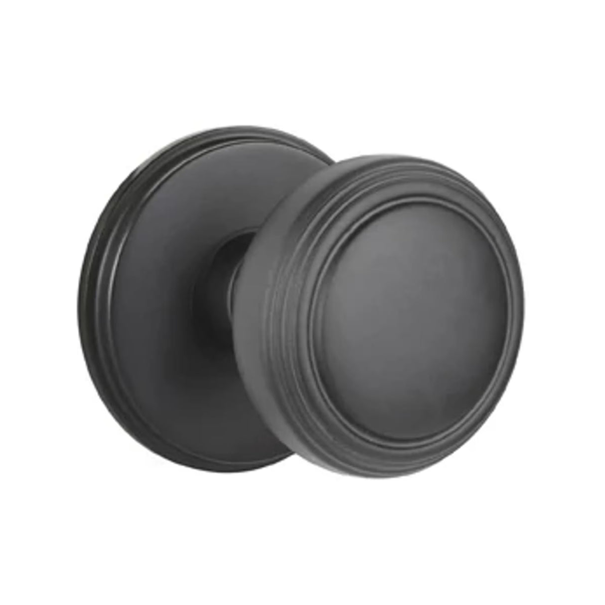 Transitional Matte Black "Ridge" Round Door Knob