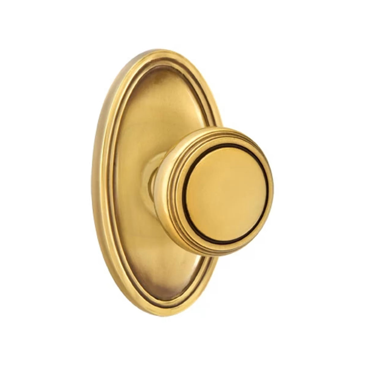 Transitional French Brass "Ridge" Round Door Knob