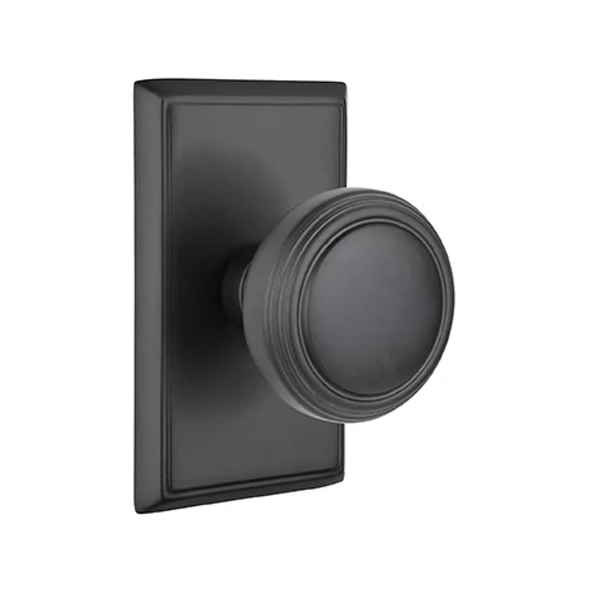 Transitional Matte Black "Ridge" Round Door Knob