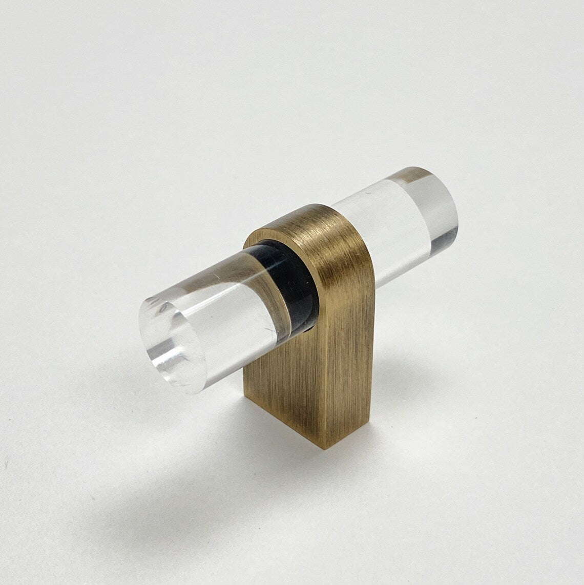 Lucite "June" Brushed Antique Brass Drawer Pulls and Knobs - Forge Hardware Studio