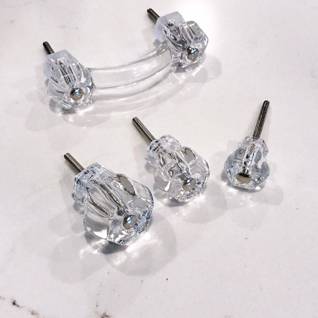 Glass Depression Clear Drawer Pull and Cabinet Knobs - Forge Hardware Studio