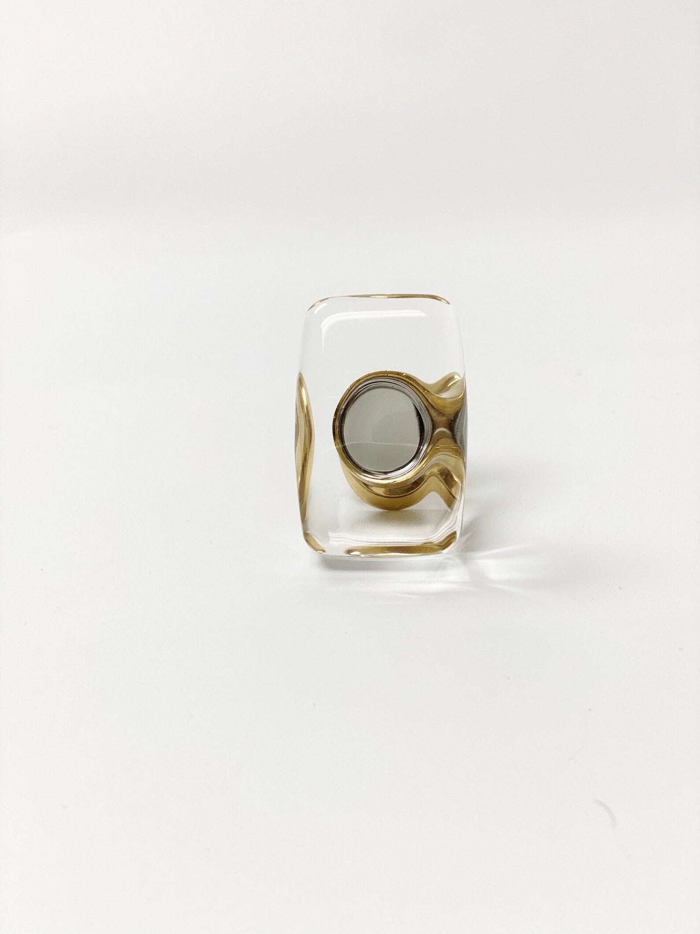 Polished Brass "River" Rectangle Clear Glass Cabinet Knob - Forge Hardware Studio